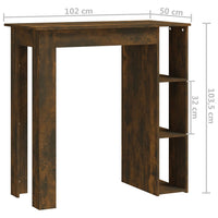 Tavolino da Bar con Ripiani Rovere Fumo 102x50x103,5 cm