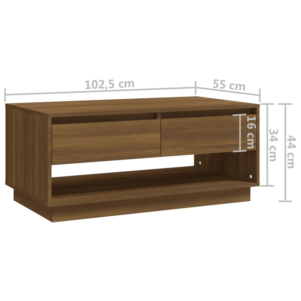 Tavolino da Salotto Marrone Rovere 102,5x55x44 cm in Truciolato cod mxl 19820