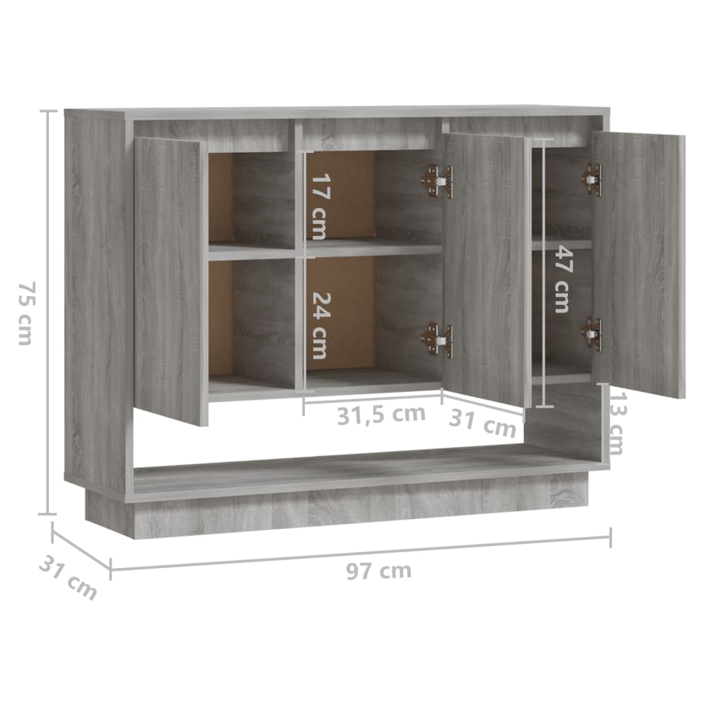 Credenza Grigio Sonoma 97x31x75 cm in Truciolato 812988