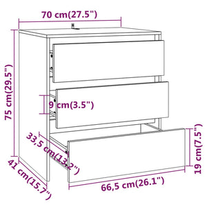 Credenza Rovere Fumo 70x41x75 cm in Truciolato 813005