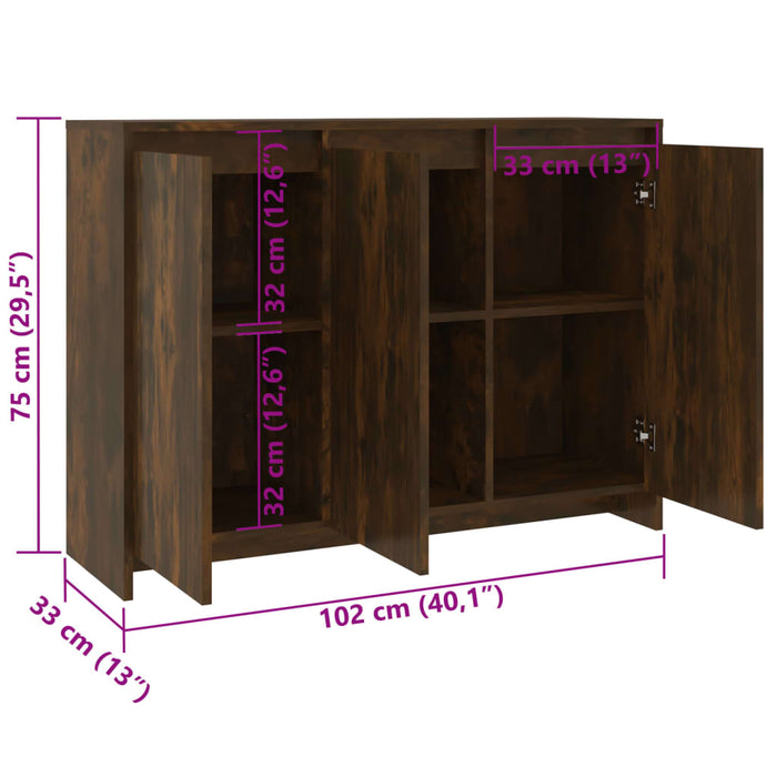 Credenza Rovere Fumo 102x33x75 cm in Truciolato cod mxl 8970