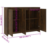 Credenza Rovere Fumo 102x33x75 cm in Truciolato 813014