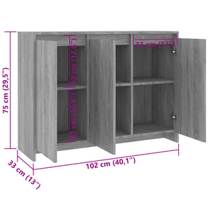 Credenza Grigio Sonoma 102x33x75 cm in Truciolato cod mxl 6559