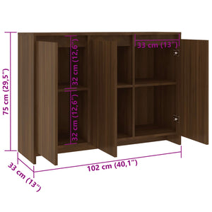 Credenza Rovere Marrone 102x33x75 cm in Truciolato