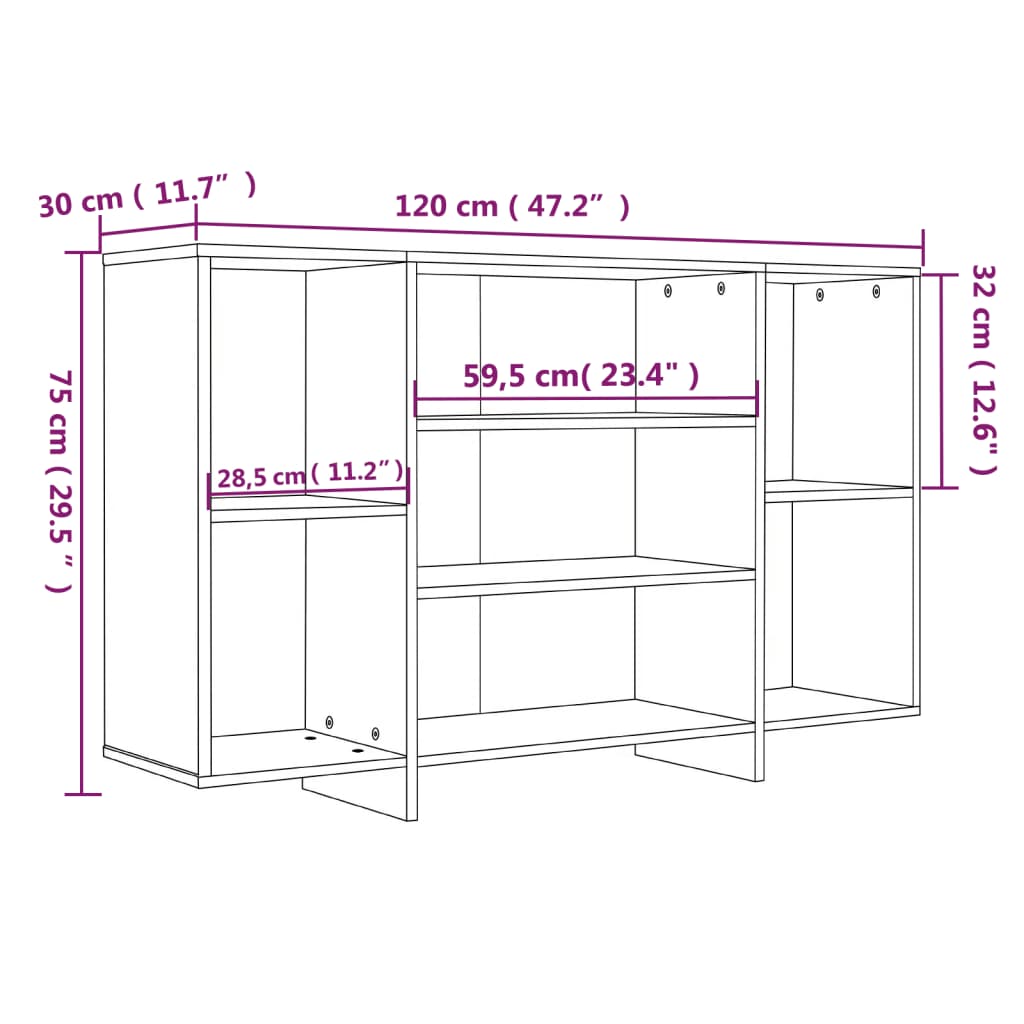 Credenza Rovere Fumo 120x30x75 cm in Truciolato 813065