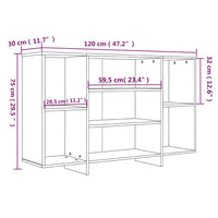 Credenza Rovere Fumo 120x30x75 cm in Truciolato 813065