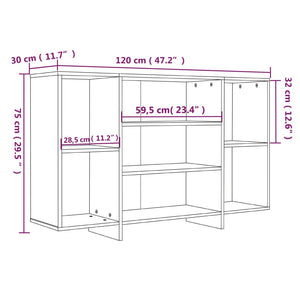 Credenza Rovere Fumo 120x30x75 cm in Truciolato 813065