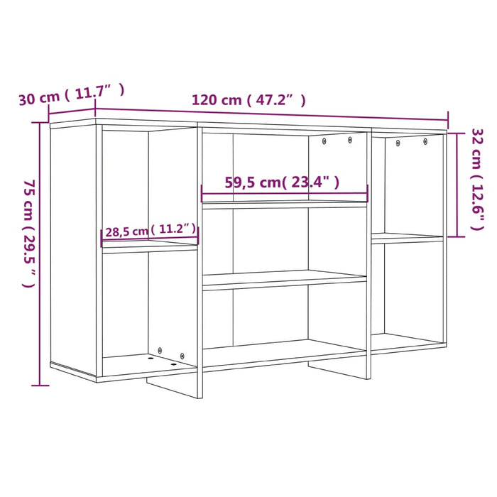 Credenza Rovere Fumo 120x30x75 cm in Truciolato 813065