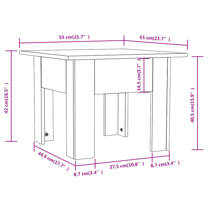 Tavolino da Salotto Rovere Marrone 55x55x42 cm in Truciolato 813070