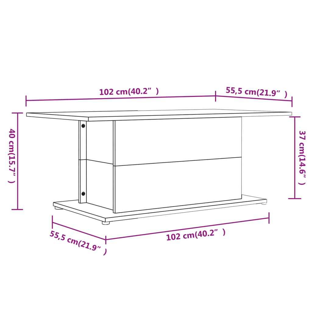 Tavolino da Salotto Grigio Sonoma 102x55,5x40 cm in Truciolato 813093