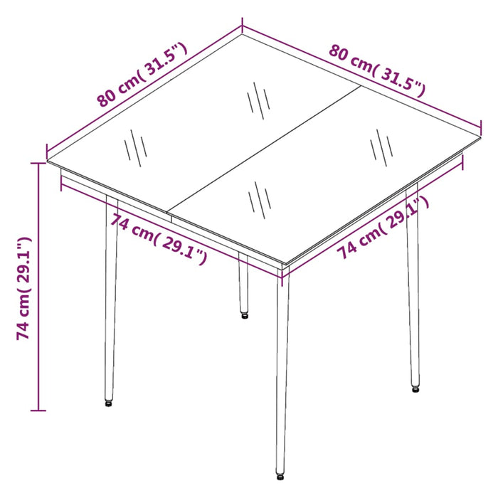 Tavolo da Giardino Nero 80x80x74 cm in Acciaio e Vetro cod mxl 46954