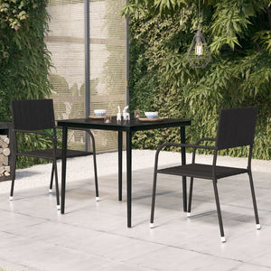 Tavolo da Giardino Nero 80x80x74 cm in Acciaio e Vetro cod mxl 46954