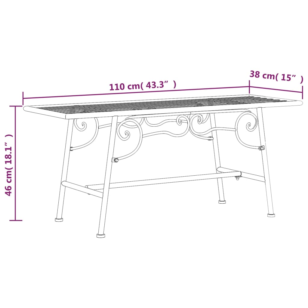 Panchina per Albero 110 cm Nera in Acciaio cod mxl 45659