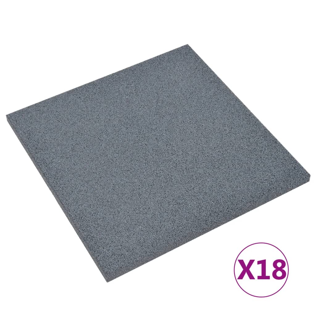 Piastrelle Anticaduta 18 pz in Gomma 50x50x3 cm Grigie 3096597