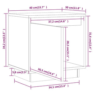 Comodino Grigio 40x30x40 cm in Legno Massello di Pino cod mxl 31233