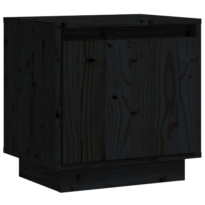 Comodino Nero 40x30x40 cm in Legno Massello di Pino cod mxl 30990