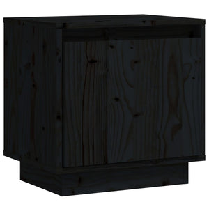 Comodino Nero 40x30x40 cm in Legno Massello di Pino 813313