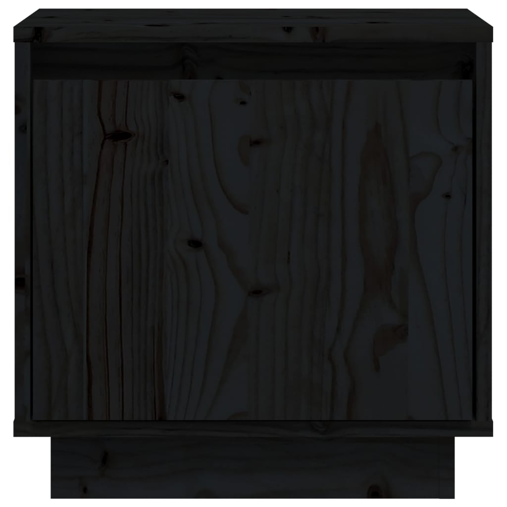 Comodino Nero 40x30x40 cm in Legno Massello di Pino cod mxl 30990