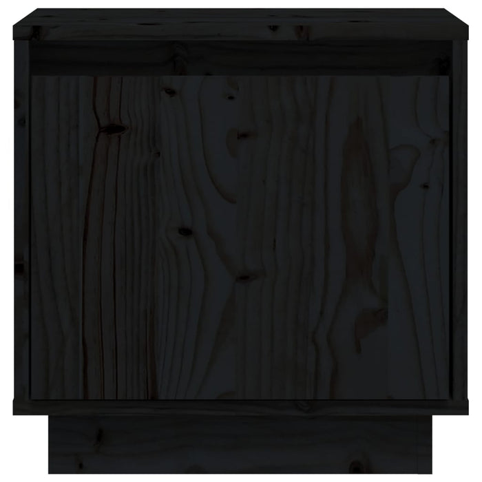 Comodino Nero 40x30x40 cm in Legno Massello di Pino 813313