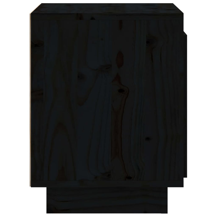 Comodino Nero 40x30x40 cm in Legno Massello di Pino 813313