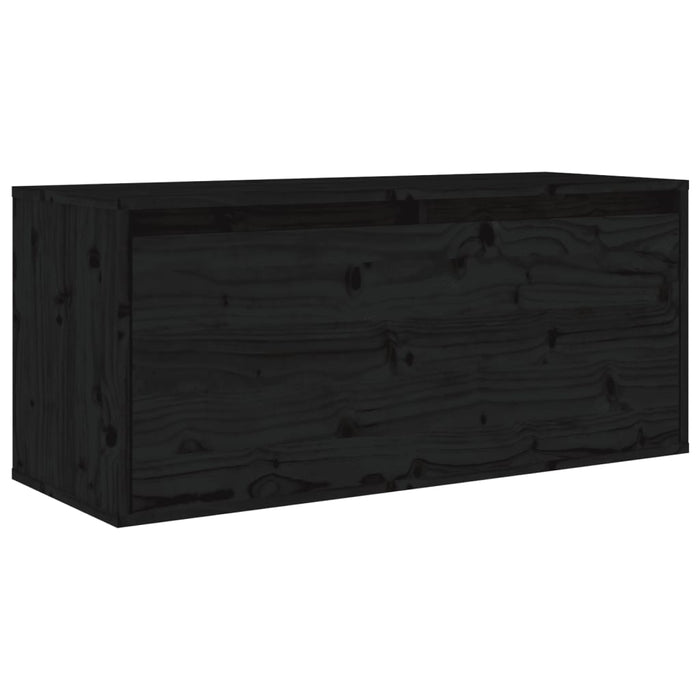 Pensile Nero 80x30x35 cm in Legno Massello di Pino 813463