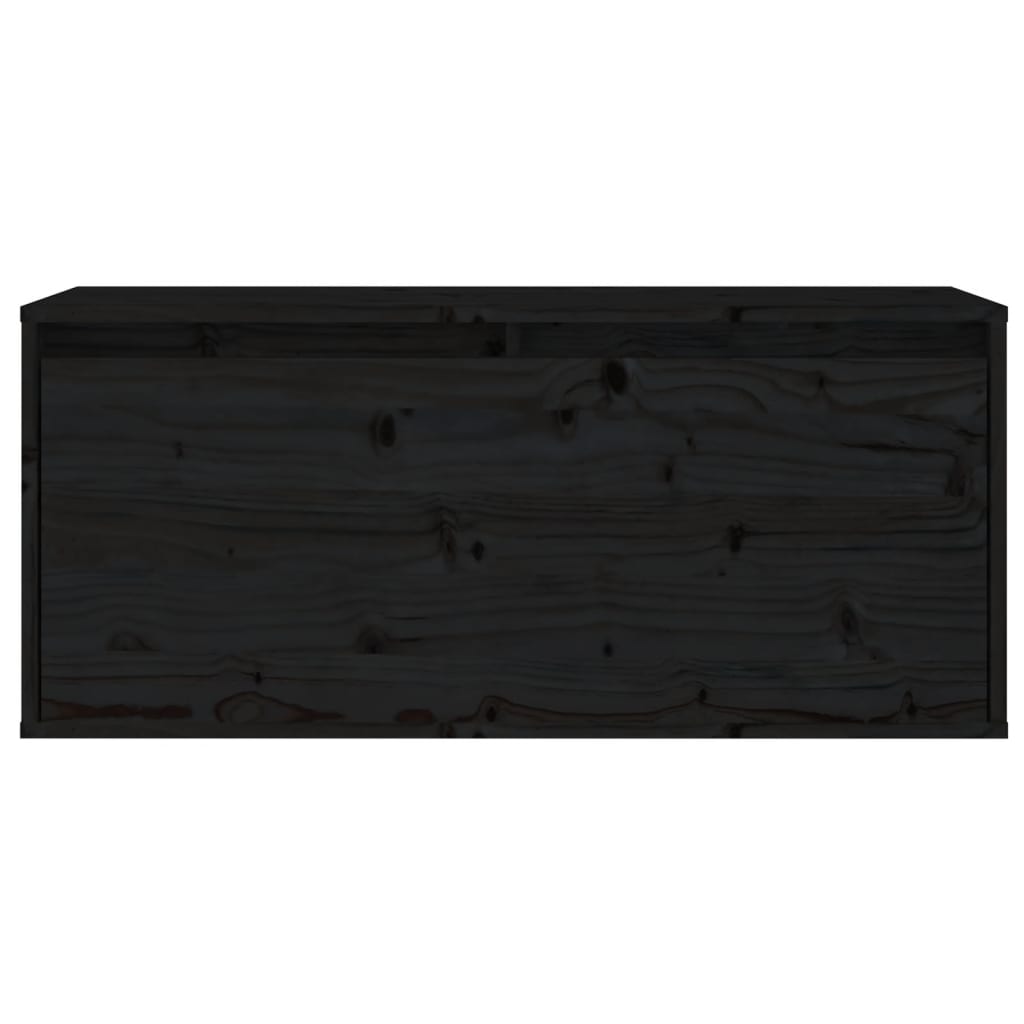 Pensile Nero 80x30x35 cm in Legno Massello di Pino 813463