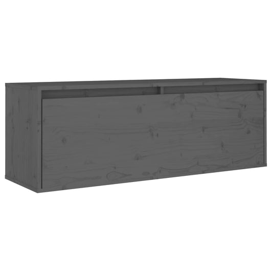 Pensile Grigio 100x30x35 cm in Legno Massello di Pino 813469