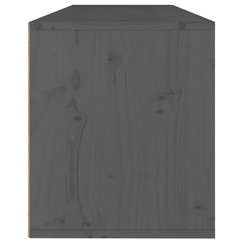 Pensile Grigio 100x30x35 cm in Legno Massello di Pino 813469