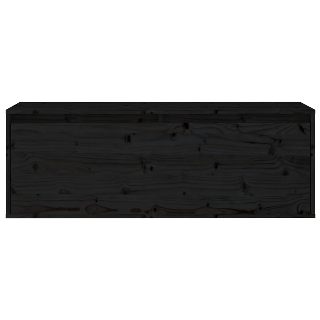 Pensile Nero 100x30x35 cm in Legno Massello di Pino 813473