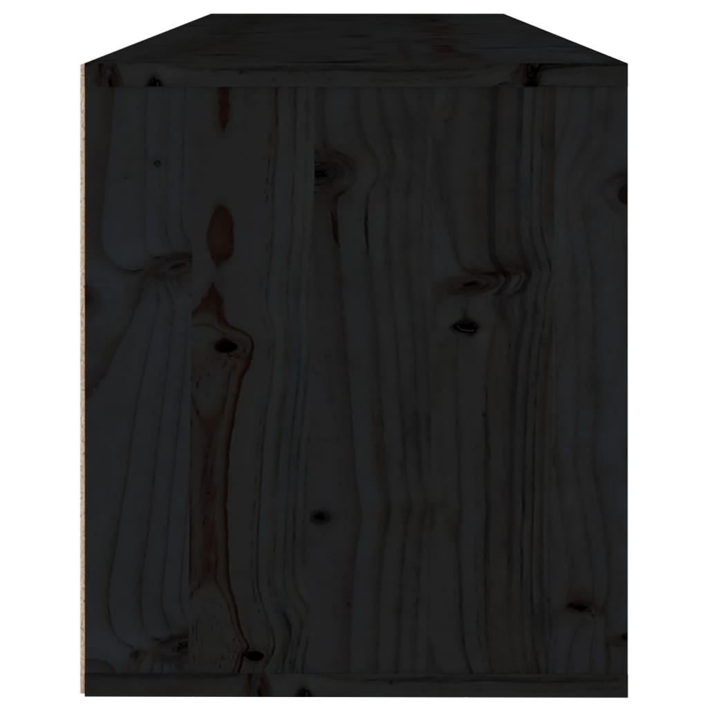 Pensile Nero 100x30x35 cm in Legno Massello di Pino 813473