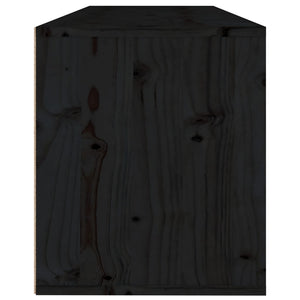 Pensile Nero 100x30x35 cm in Legno Massello di Pino 813473