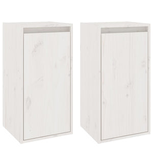 Pensili 2 pz Bianchi 30x30x60 cm in Legno Massello di Pino 813488