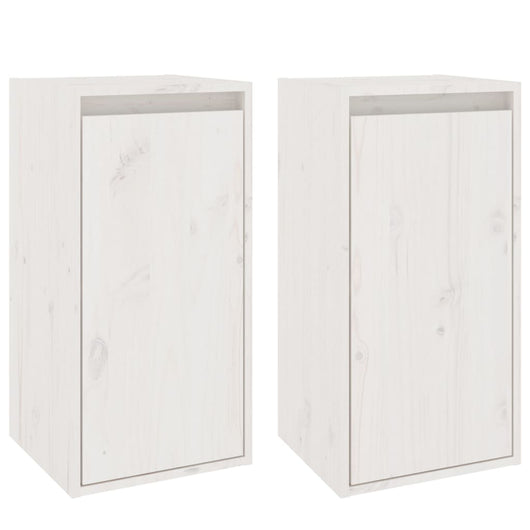 Pensili 2 pz Bianchi 30x30x60 cm in Legno Massello di Pino 813488