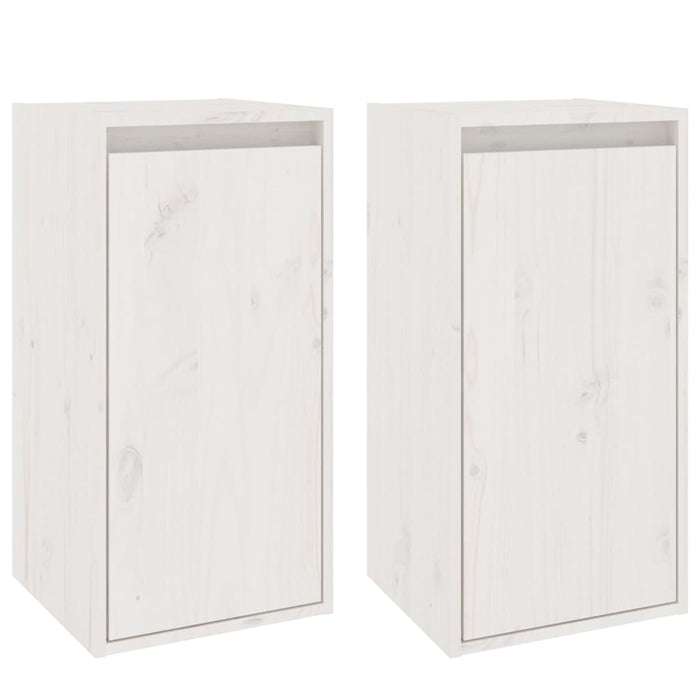 Pensili 2 pz Bianchi 30x30x60 cm in Legno Massello di Pino 813488