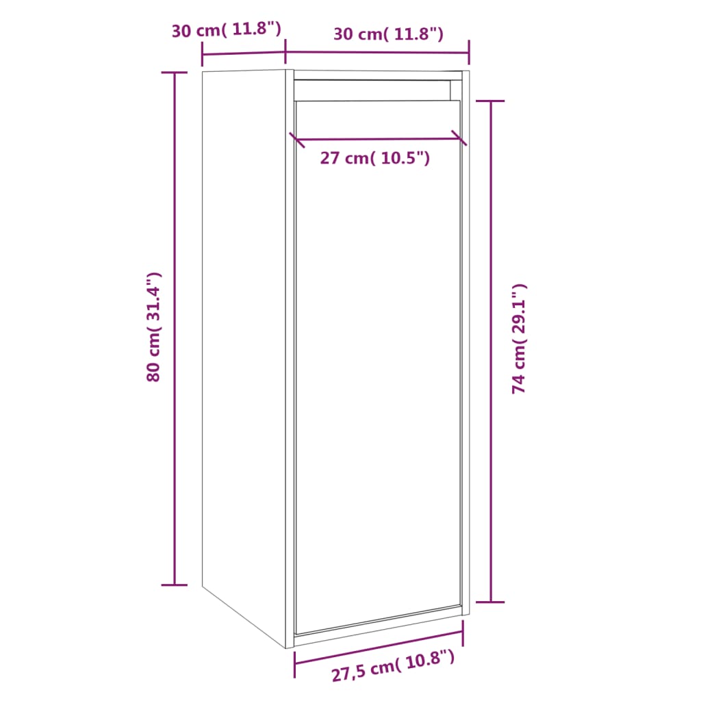 Pensile Marrone Miele 30x30x80 cm in Legno Massello di Pino 813501