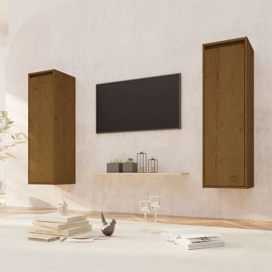 Pensili Miele 2 pz 30x30x100 cm in Legno Massello di Pino 813512