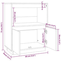 Credenza Grigia 60x34x75 cm in Legno Massello di Pino 813522