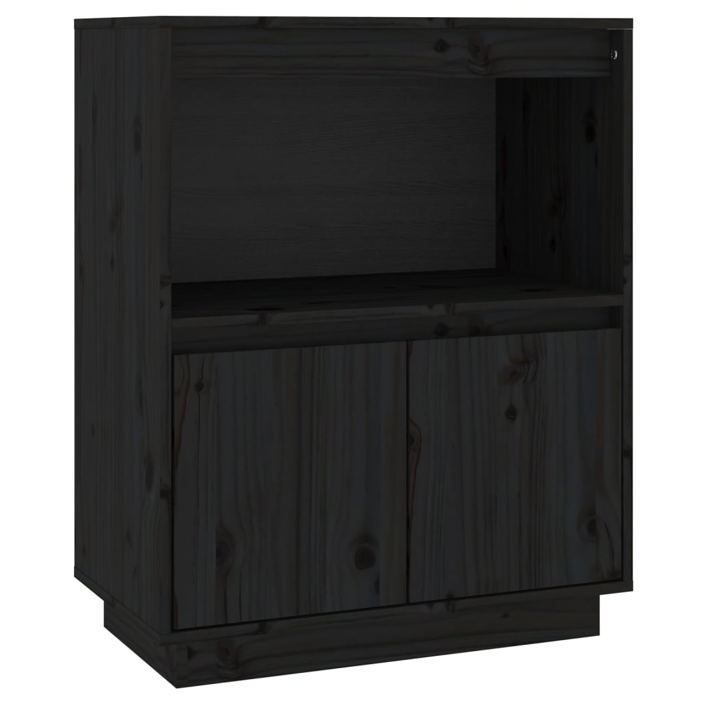 Credenza Nera 60x34x75 cm in Legno Massello di Pino cod mxl 12698