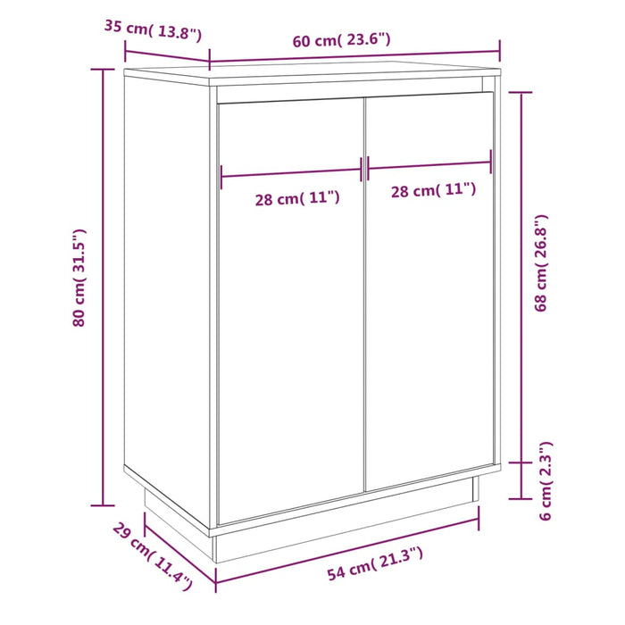 Scarpiera Bianca 60x35x80 cm in Legno Massello di Pino cod mxl 47517