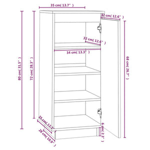 Scarpiera Nera 35x35x80 cm in Legno Massello di Pino cod mxl 52046