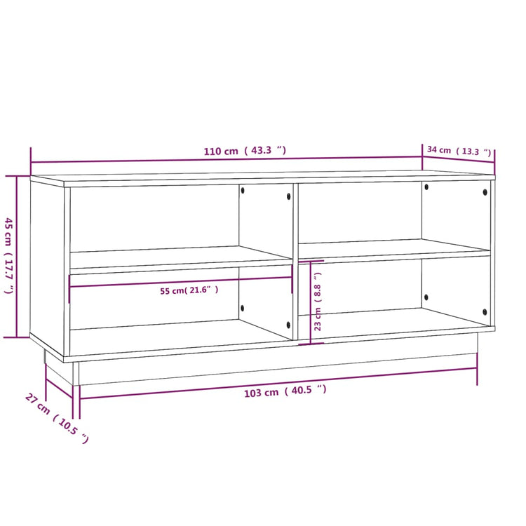 Scarpiera Grigia 110x34x45 cm in Legno Massello di Pino 813542