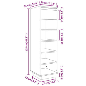 Scarpiera Bianca 34x30x105 cm in Legno Massello di Pino cod mxl 50938