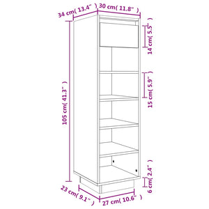 Scarpiera Nera 34x30x105 cm in Legno Massello di Pino cod mxl 48897