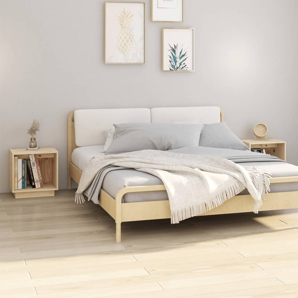 Comodini 2 pz 40x30x40 cm in Legno Massello di Pino cod mxl 30758