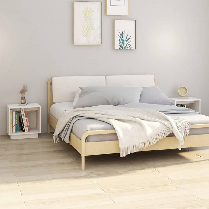 Comodini 2 pz Bianchi 40x30x40 cm in Legno Massello di Pino 813338