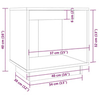 Comodino Grigio 40x30x40 cm in Legno Massello di Pino 813339