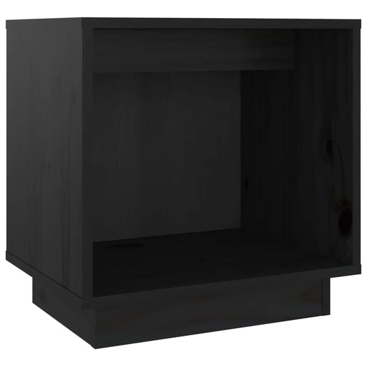 Comodino Nero 40x30x40 cm in Legno Massello di Pino cod mxl 43103