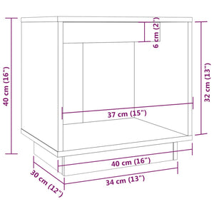 Comodino Nero 40x30x40 cm in Legno Massello di Pino cod mxl 43103