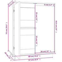 Credenza Bianca 60x34x75 cm in Legno Massello di Pino cod mxl 7643