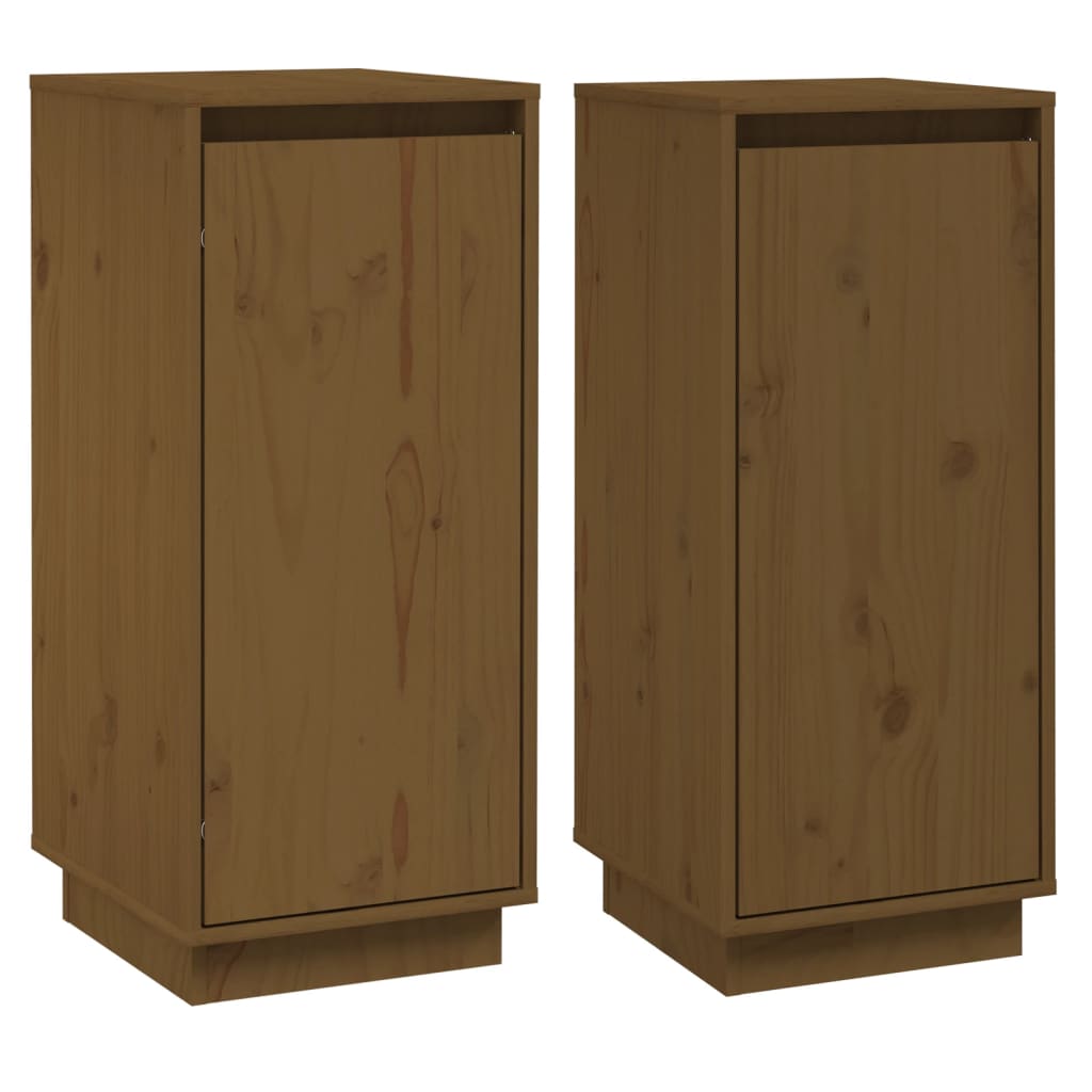 Credenze 2 pz Miele 31,5x34x75 cm in Legno Massello di Pino 813357